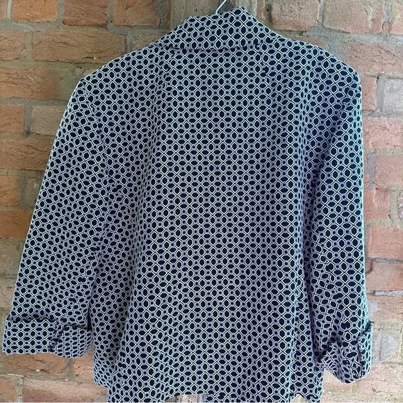 Anne Klein Black and White Geometric Pea Coat - Picture 10 of 15